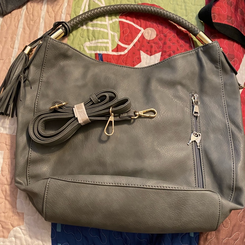 Gray Bag- has long strap with it
